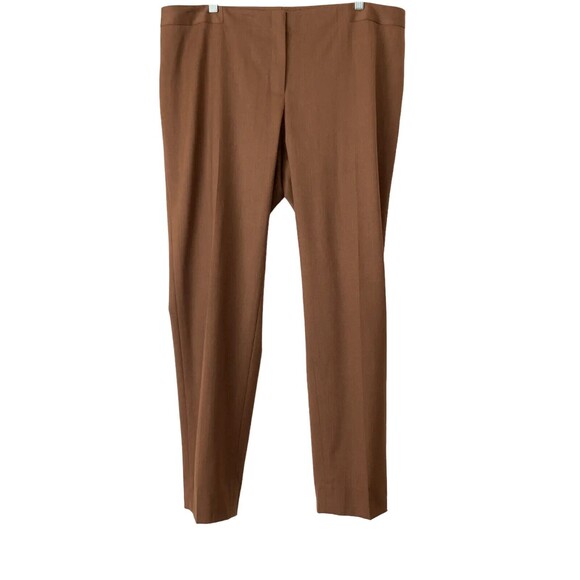 Lafayette 148 Pants Women Size 16 Brown Virgin Wool Blend High Waist - Picture 1 of 11